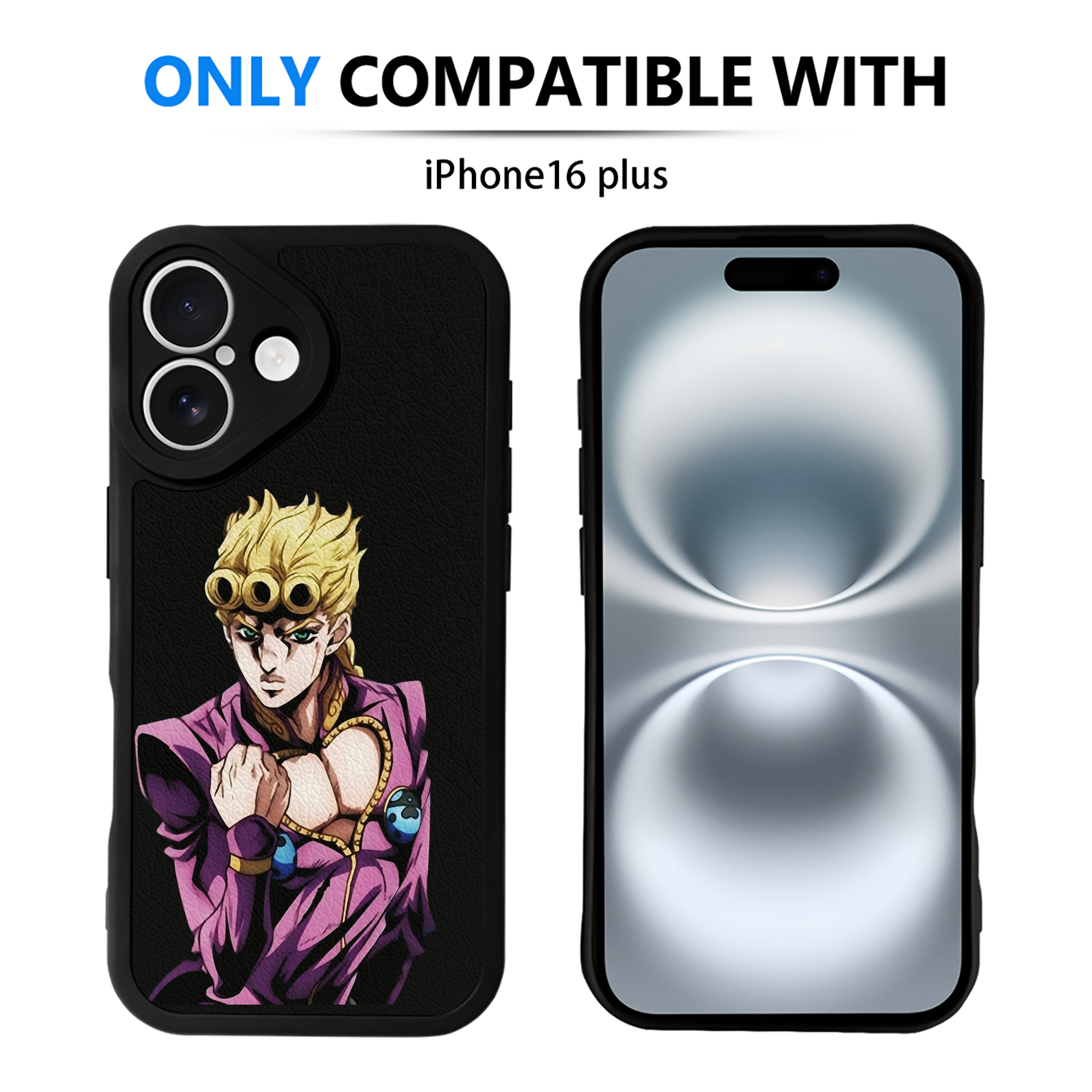 （画像用） ジョジョの奇妙な冒険 ジョルノ?ジョバァーナ JoJo's Bizarre Adventure Giorno Giovanna 【iPhone 16シリーズ対応】シリコンスマホケース（レザー調） 材質：シリコン